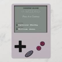 Einzigartige Vintage-Retro-Gamer-Hochzeitseinladun