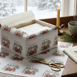 Einzigartige Wasserfarbe Nordischer Weihnachtsbaum Geschenkpapier