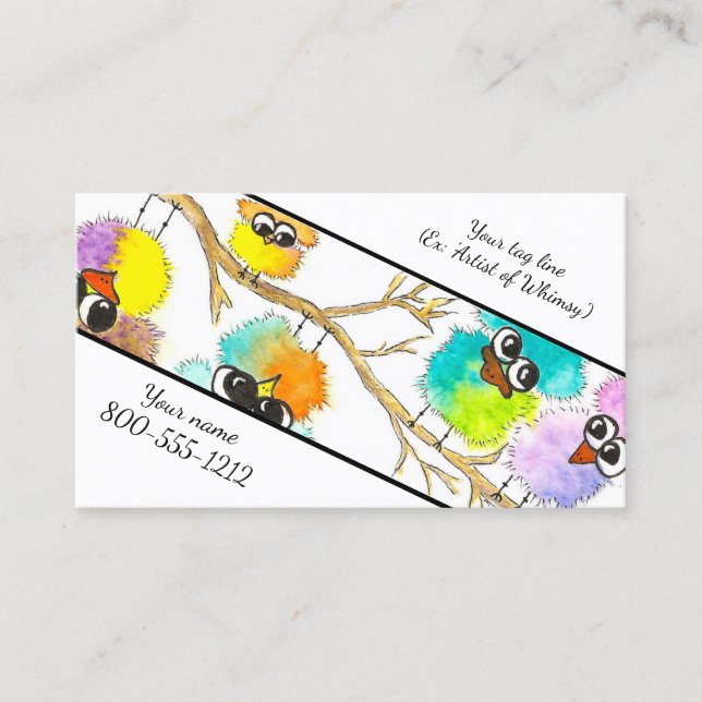 Einzigartige Watercolor Whimsical Birds Business C Visitenkarte (Vorderseite)