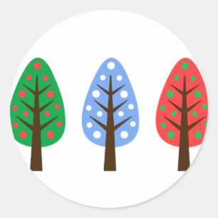 Einzigartige Weihnachtsbäume, grün-blau-rot-Aufkle Runder Aufkleber