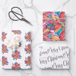Einzigartige Weihnachtsgeschenke Wasserfarbe Poins Geschenkpapier Set
