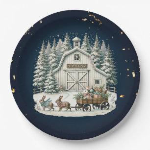 Einzigartige Weihnachtslandschaft Pappteller