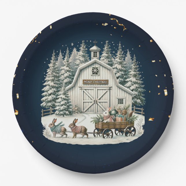 Einzigartige Weihnachtslandschaft Pappteller (Vorderseite)