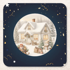 Einzigartige Weihnachtslandschaft Rechteckiger Pappuntersetzer