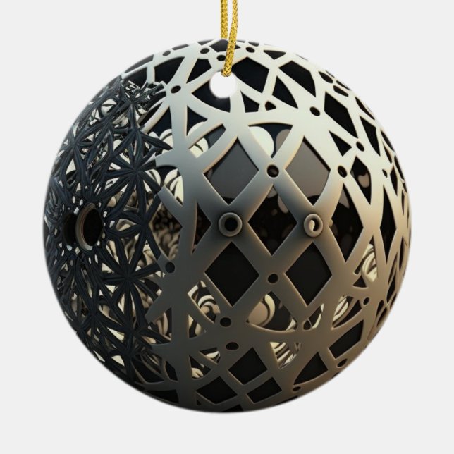 Einzigartige Weihnachtsschmuckrunde Keramik Ornament (Vorne)