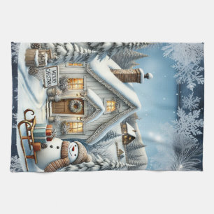 Einzigartige Weihnachtsszenerie Papier Teller Geschirrtuch
