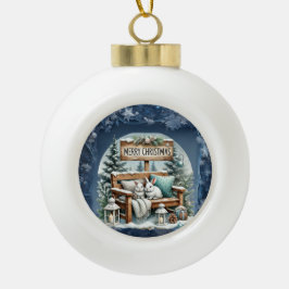 Einzigartige Weihnachtsszenerie Papier Teller Keramik Kugel-Ornament