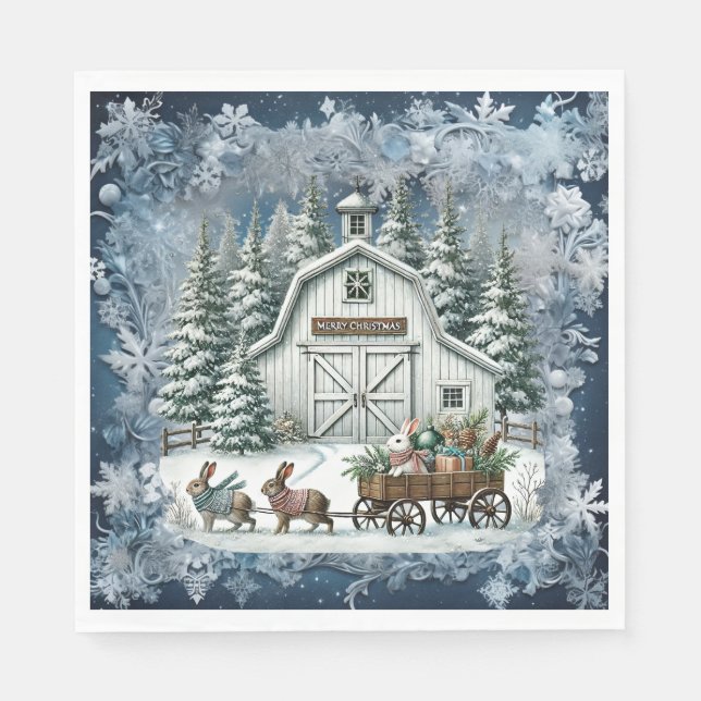 Einzigartige Weihnachtsszenerie Papier Teller Serviette (Vorderseite)