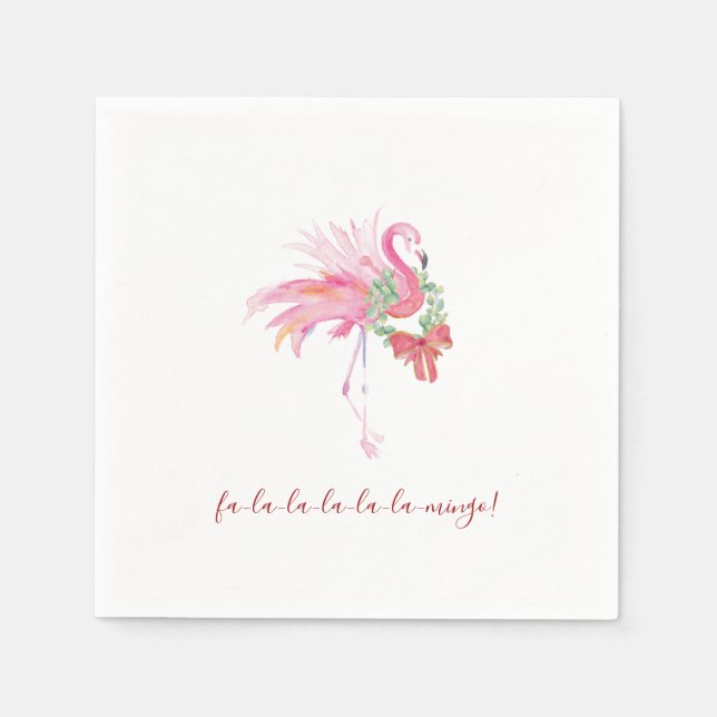 Einzigartige Weihnachtsthemen Pink Flamingo Serviette (Vorderseite)