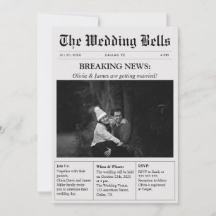 Einzigartige Zeitung Vintage Foto Hochzeit Einladung