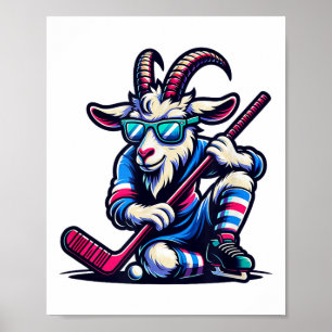 Einzigartige Ziege Eishockey Torwart Team Spieler Poster