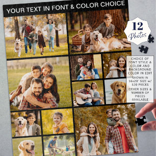 Einzigartiger 12-Foto Collage Einfaches Schwarz