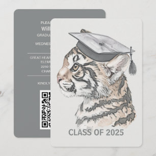 Einzigartiger Abschluss Tiger QR-Code Einladung