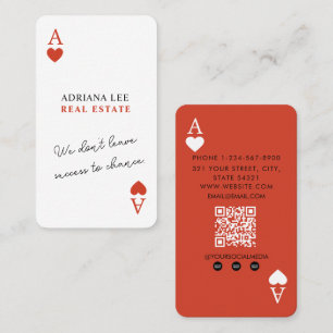 Einzigartiger Ace Hearts Immobilienmakler QR-Code Visitenkarte