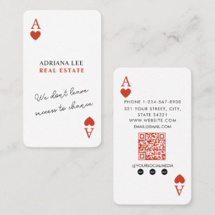 Einzigartiger Ace Hearts Immobilienmakler QR-Code Visitenkarte