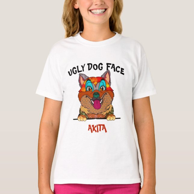 Einzigartiger Akita Hund Gesicht T - Shirt (Vorderseite)