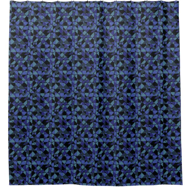 Einzigartiger, Angesagter Geometric Blue Cyan Gray Duschvorhang (Vorderseite)
