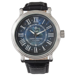 Einzigartiger Anker mit Namen und Datum  Nautische Armbanduhr