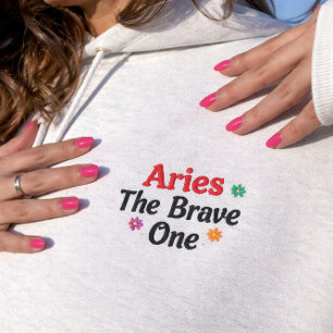 Einzigartiger Aries-Hoodie besticktes Geschenk Bestickter Hoodie