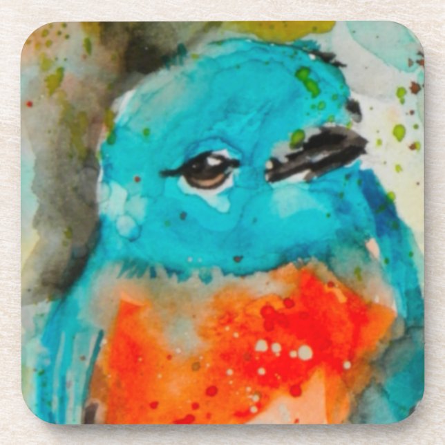 Einzigartiger Bird Watercolor Hartplastischer Unte Getränkeuntersetzer (Vorderseite)