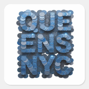 Einzigartiger blauer QUEENS NYC Quadrat-Aufkleber Quadratischer Aufkleber