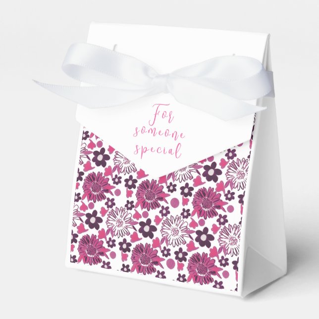 Einzigartiger Blumenstrauß in Rosa/Weiß Geschenkschachtel (Vorderseite)