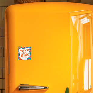 Einzigartiger Bold Boho Groovy Retro Wellig Heirat Magnet