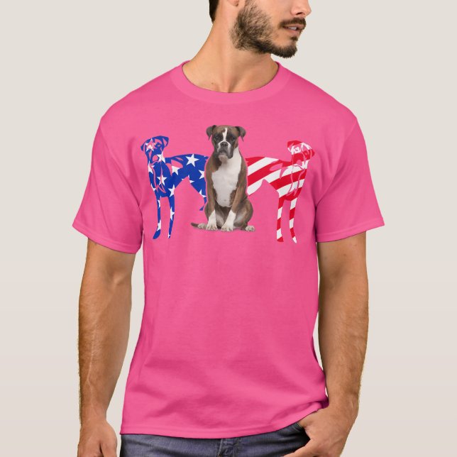Einzigartiger Boxer Dog American Flag - Geschenke T-Shirt (Vorderseite)