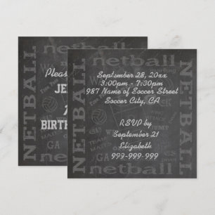 Einzigartiger Chalkboard Netball 5,25" x 5,25" Ein Einladung