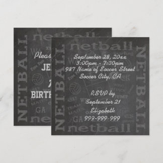 Einzigartiger Chalkboard Netball 5,25" x 5,25" Ein Einladung