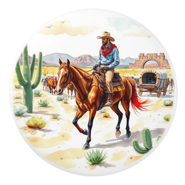 Einzigartiger Cowboy Art Keramik Knob Keramikknauf (Vorderseite)