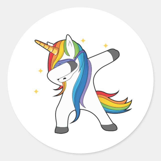 Einzigartiger Cute Unicorn Dabbing Sticker (Vorderseite)