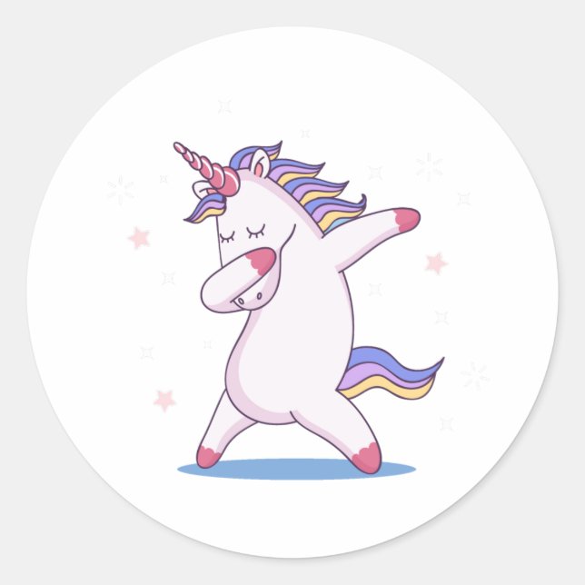 Einzigartiger Cute Unicorn Dabbing Sticker (Vorderseite)