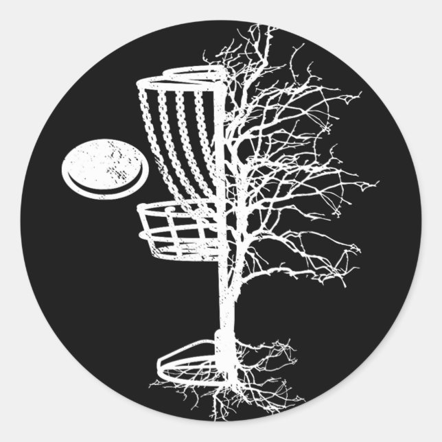 Einzigartiger Disc-Golf-Geschenkbaum Disk Frisbees Runder Aufkleber (Vorderseite)