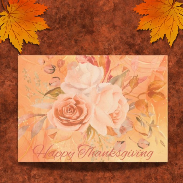 Einzigartiger Erntedank Blumengruß Feiertagspostkarte (A pretty postcard with a soft floral Thanksgiving theme.)