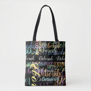 Einzigartiger farbiger Name Schwarz-Tasche Tasche