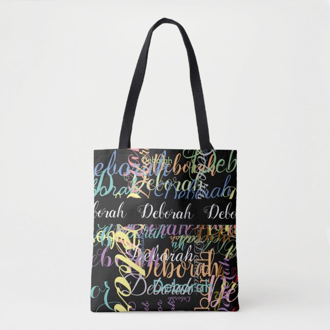 Einzigartiger farbiger Name Schwarz-Tasche Tasche (Vorderseite)