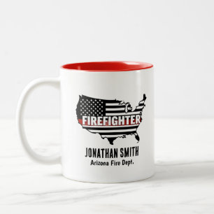 Einzigartiger Feuerwehrmann in dünner roter Linie Zweifarbige Tasse