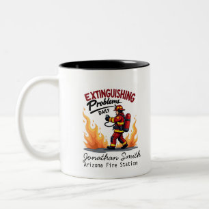Einzigartiger Feuerwehrmann mit rotem Text Zweifarbige Tasse