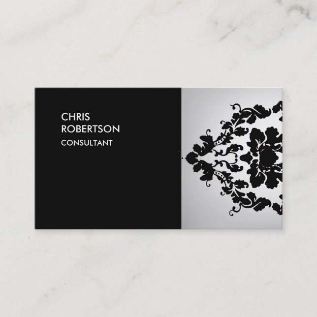 Einzigartiger Floral Damask Trendy Visitenkarte (Vorderseite)