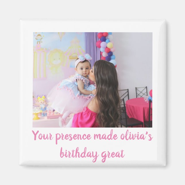 Einzigartiger Geburtstag Baby Foto Gast Dankeschön Magnet (Vorne)