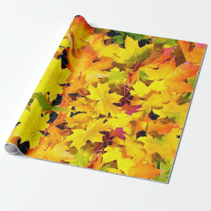 Einzigartiger gelber Orangenblauer Herbst lässt he Geschenkpapier