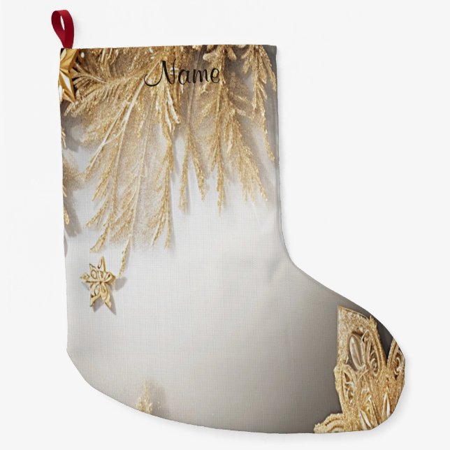 Einzigartiger Goldene Dekorative Strumpf Großer Weihnachtsstrumpf (Vorderseite)