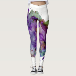 Einzigartiger grün-Lila Wasserfarbenmaler Spritzer Leggings
