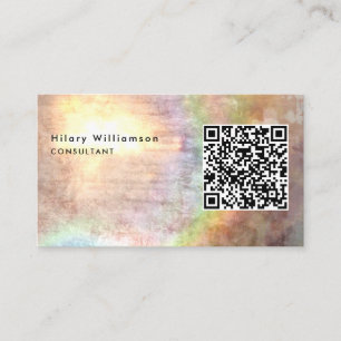 Einzigartiger Grunge Beige Berater Holograph QR Co Visitenkarte