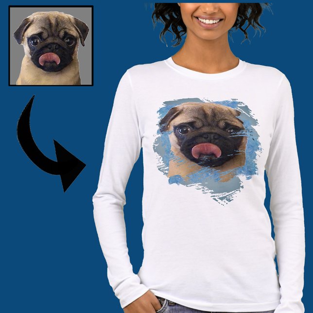 Einzigartiger Grunge Blue Gray Mops Welpe Dog Love Tri-Blend Shirt (Von Creator hochgeladen)