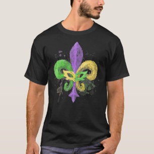 Einzigartiger handgezeichneter Fluer De Lis Mardi  T-Shirt