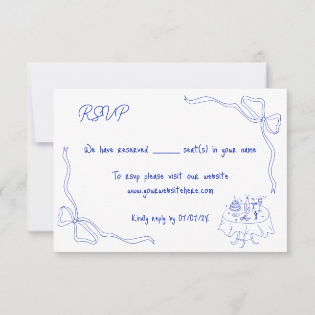 Einzigartiger handgezeichneter zeitgenössischer Re Einladung (Vorderseite)