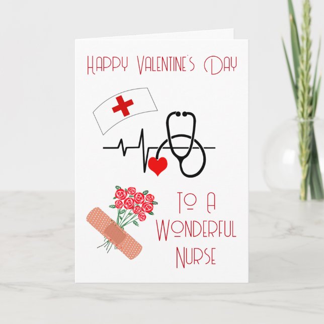 Einzigartiger Herzschlag Nurse Valentinstag Feiertagskarte (Vorderseite)