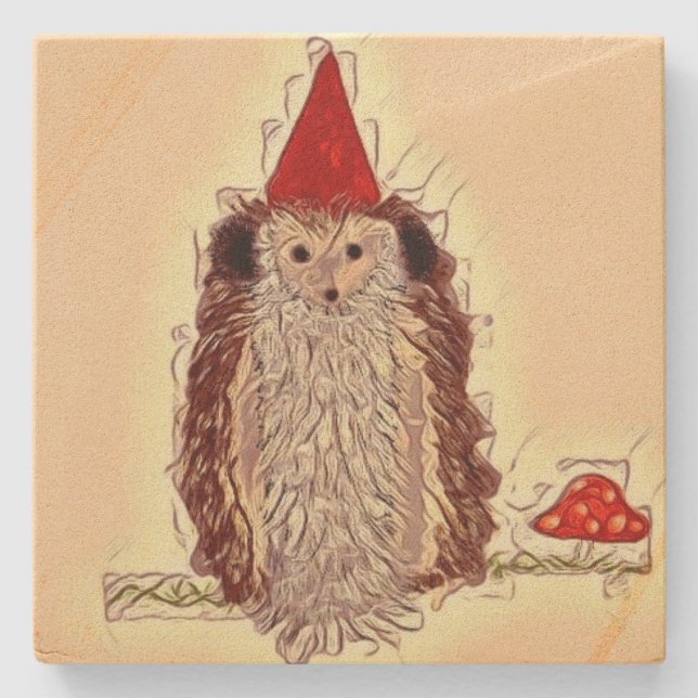 Einzigartiger Igel Garden Gnome Untersetzer (Vorderseite)